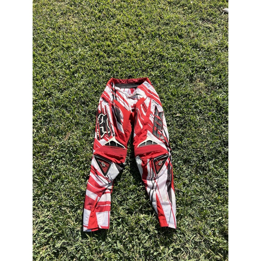 Fox Racing Pants Kids 21 Red Black White 360 Motocross MX Dirt Bike Riding Gear